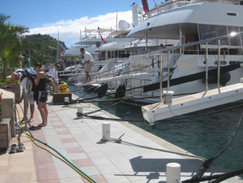 The rich and the famous a view down the dock at St. Barts, if your boat is only a 100 feet long don