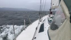 Encountering gale force winds....: ...in Malaspina Strait. Changed our plans from crossing to Rebecca Spit to taking refuge in Desolation Sound/Prideaux Haven.