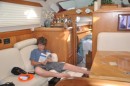 Gerrit reading on the boat, one of his favorite pastimes.