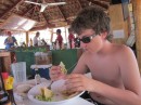 Gerrit enjoying lunch at the palapa.