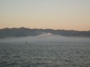 Going in to Half Moon Bay. Not sure what the structure is but with the fog it looked like it belonged in a scifi movie.