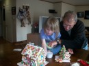 Kevin and Cadence concentrating while decorating that germanman house as Cadence kept calling it.