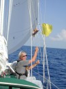 Raising the quarenteen flag upon entering Bahamian waters