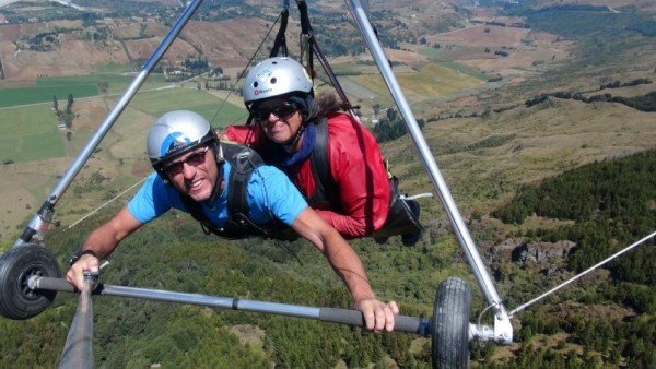 Michelle on her first hang glide in Queenstown.