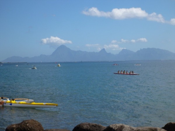 Moorea in the back ground seen from Papeete waterfront