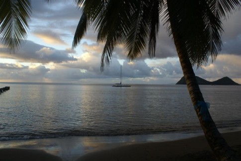 Dusk in Dominica,  site of the wedding