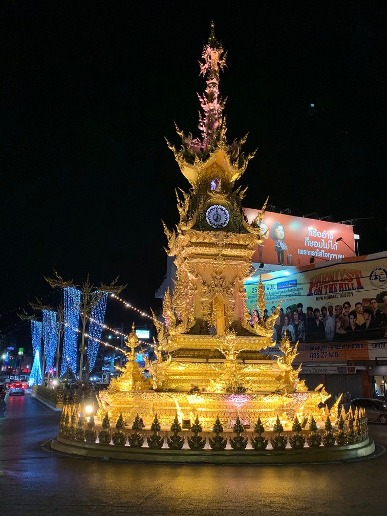 The famous clock tower in Chiang Rai,  our next stop.  