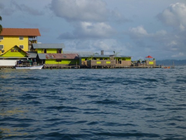 Bocas del Toro, southern tip.  About 3000 people live here,  with a large number of expatriates.  Over the last 10 years it has become a "must see" stop for backpackers