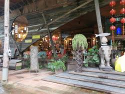 Everything in the restaurant and theater area is built from recycled junk.  The owner goes to scrap yards and finds interesting junk or specific items he need for a new idea. 