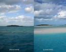 View from Exuma Park Mooring in contrasting winds