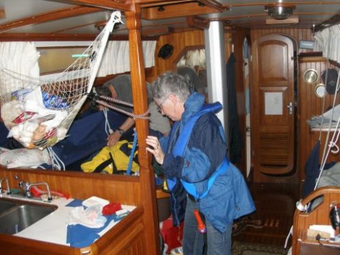 Main cabin during passage: Mid Atlantic Waves 