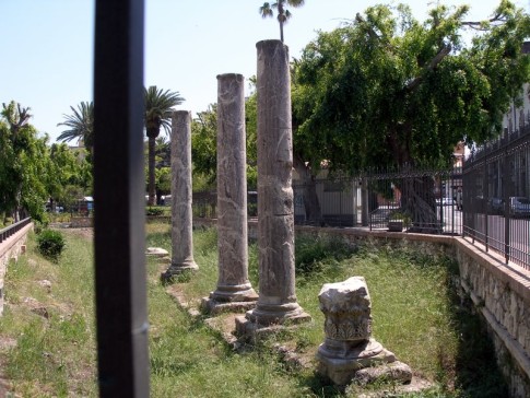 These ancient columns were beside a modern playground