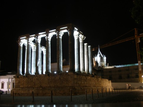 Roman Temple at night Evora