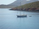 Sangaris at anchor at Ag. Kioura, Leros Island