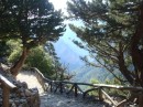 View from the top at Xyloskalo, named for the steep stone pathway flanked by wooden rails that enters the gorge