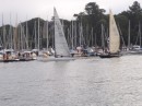 A regatta of one design yacht just starting for the day