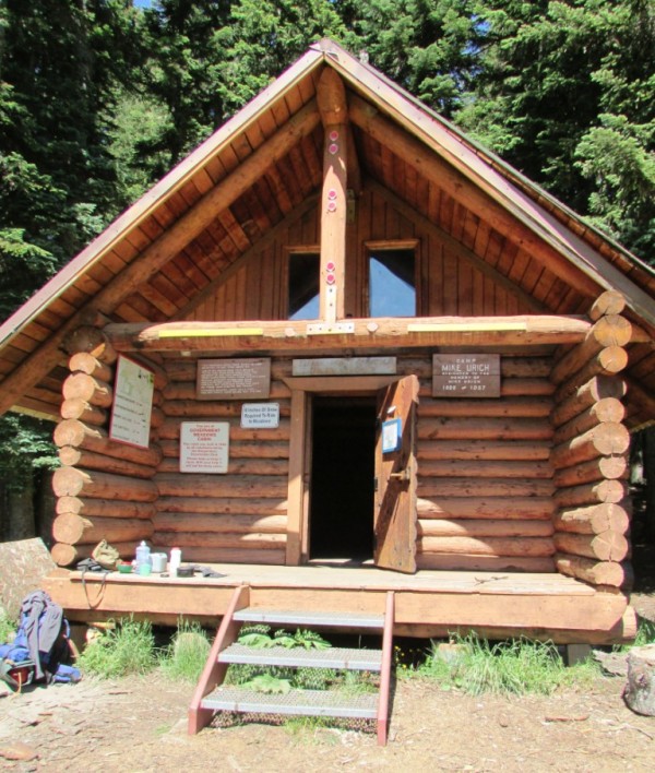 The Mike Ulrich shelter built by snomobilers and free for hikers at Government Meadow