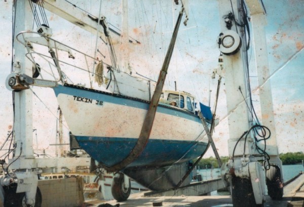 1998 -Tekin JB,renamed Saraoni by us, hauled out for inspection in Airlie Beach, Queensland