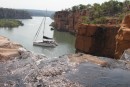 "A Vos Sante" on anchor in Casuarina creek stern to the rocks.