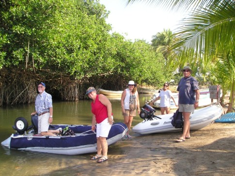 Cruisers at the end of the jungle river, Tenacatita