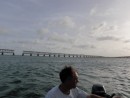 The old Bahia Honda bridge.  A road for cars was built over an old railroad bridge.  We came through that "tiny" opening from the Atlantic to get to the park and our anchorage.  We walked to the top of the bridge on the left side.