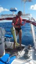 Our dorado catch, the captain is so happy and proud. Son gün tuttuğu 10 kgluk balığıyla kaptan çok mutlu oldu. 