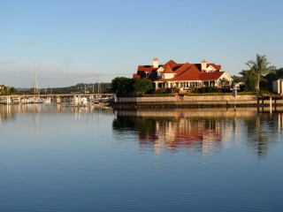 View across the waterway at the marina