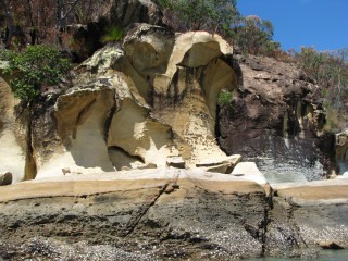 Nara Inlet, Hook Island, Whitsundays.  These rocks have been sculptured over the years by wave and wind.  