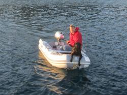 Daisy in dinghy