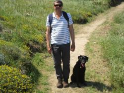 Simon and Daisy on walk from Propriano