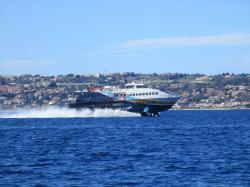 Fast ferry leaving Strait of Messina