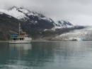 Eos at anchor in Reid Cove. The down canyon wind was like standing in front of an open freezer door.