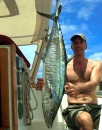 Un monstre...King Mackrel estimé à 25Kg pris à la traîne pas une belle journée à la voile sur le versant West de Vanua Levu Fiji.  Un vrai régal en plus :)