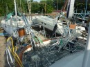 Aft deck with all stantions and ladder
