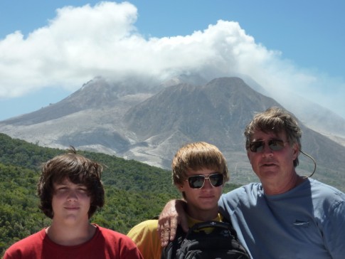The boys at the still active Soufriere Hills Volcano