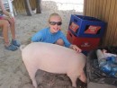 Hannah & her pig, St. Kitts