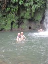 Swimming in a waterfall pool, Guadeloupe
