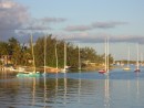 The Bahamian racing boats at anchor in Georgetown