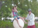 Dad pushing his little girl on Stocking Island