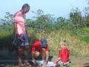 Roger and the kids working on kites