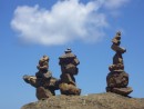 Rock cairn art at Bravo Beach 