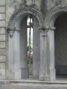 view through arches of church