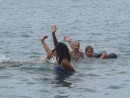 Vella and kids in the water 