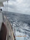 Sailing to Bonaire on a broad reach with 12-20 knots wind and 6-8 foot seas.