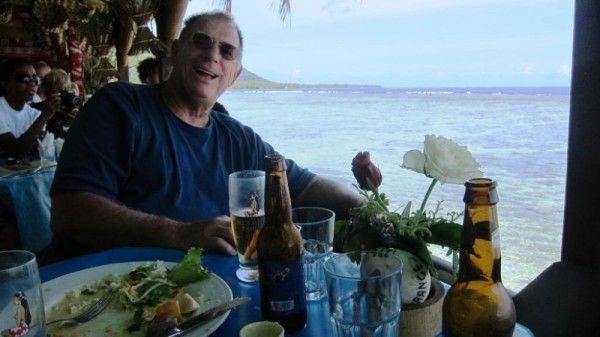 Paul at lunch on Tahiti Iti, the connecting island to Tahihit