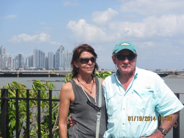 Bonnie and Bryan Sawyer with Panama City in the background.