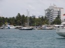 Shoreline with our new yacht club, Club Nautico in foreground and hotels in background.
