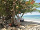 Tony at Roland Roots beach bar on Manzanillo Bay.