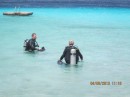 Tony and Garrow going out to the reef at Playa Porto Marie.