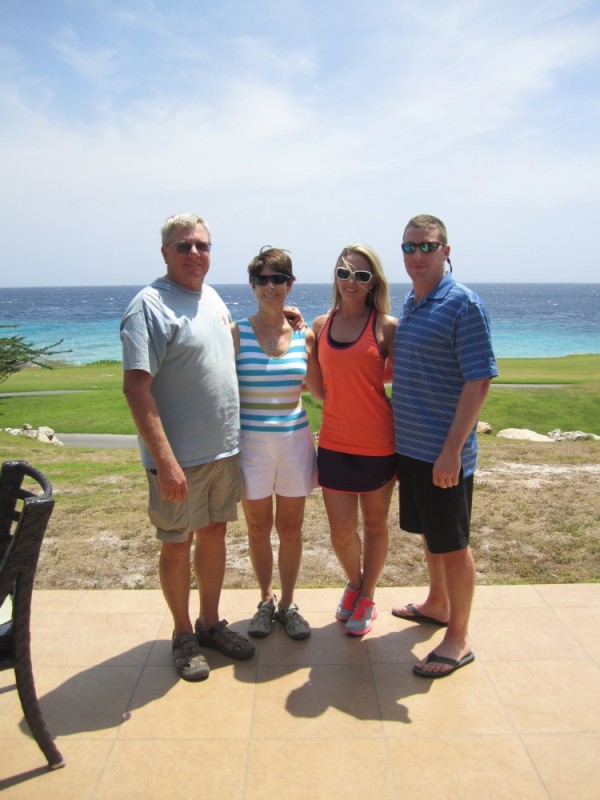 Tony, Gail, Lauren and Garrow at the Shor restaurant at Santa Barbara Resort after Garrow finished golfing.  